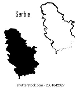 serbia map black and white vector illustration. map black and white vector illustration.