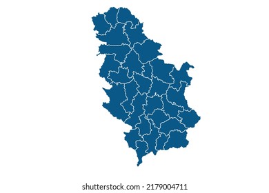 Serbia Map blue Color on White Backgound
