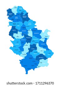 Karte Serbien. Städte, Regionen. Vektorillustration