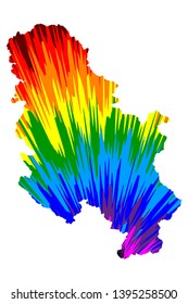 Serbia - map is designed rainbow abstract colorful pattern, Republic of Serbia map made of color explosion,