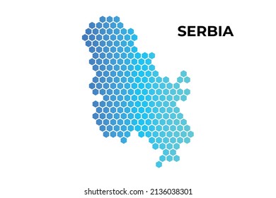 Mapa serbio de forma hexagonal digital en ilustración de vector de fondo blanco