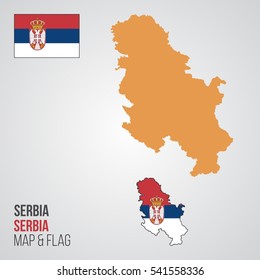 Serbia Map and Flag