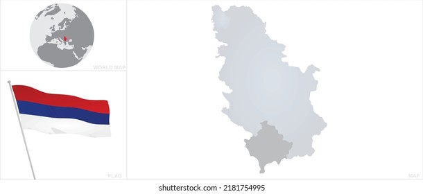 Serbia map and flag. vector