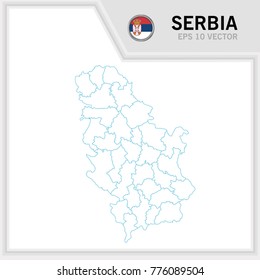 Serbia map and flag in white background