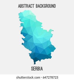 Serbia map in geometric polygonal,mosaic style in cold shades.Abstract tessellation,modern design background,low poly. Vector illustration.
