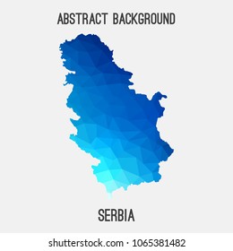 Serbia map in geometric polygonal,mosaic style.Abstract tessellation,modern design background,low poly. Geometric cover, mockup. Vector illustration.