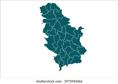 Serbia Map Green Color on White Backgound