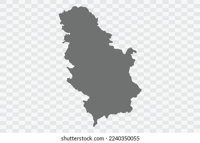 Serbia Map grey Color on White no demarcation line Background  Png