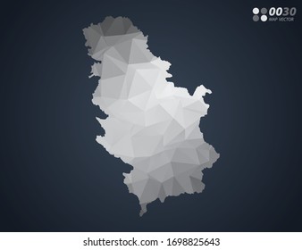 Serbia map grey polygon red triangle mosaic with dark background. style gradient vector.