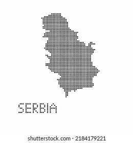 Mapa serbio con textura gruesa en estilo punto. Ilustración vector abstracta de un mapa de país con efecto de medio tono para infografía. 