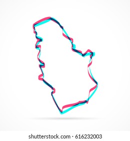Serbia Map hand drawn with blue and pink highlighters, isolated on a blank background.
Vector illustration, easy to edit, manipulate, resize or colorize.