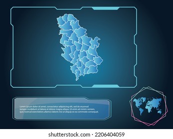 Serbia Map infographic technology blue Color element collection background