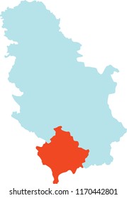 Serbia Map With Kosovo, Vector