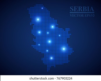Serbia map page symbol for your web site design Serbia map logo, app, UI. Wire frame 3D mesh polygonal network line, design sphere, dot and structure.