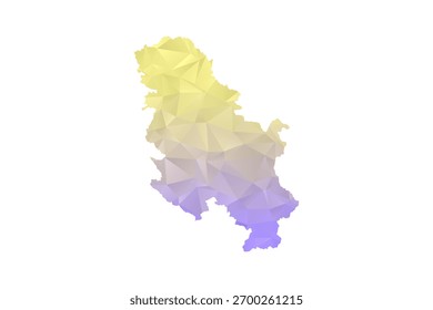 Serbia Map - Polygon Style Vector Illustration in Yellow and Lavender Gradient, Low Poly Geometric Design, Isolated on White Background for Infographics and Projects