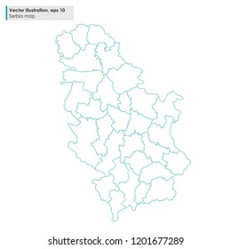 serbia map with regions vector line illustration on white background