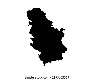 Serbia Map. Serbian Country Map. Black and White Srbija National Nation Geography Outline Border Boundary Territory Shape Vector Illustration EPS Clipart