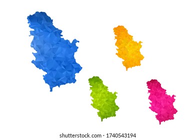 Mapa de Serbia - Conjunto de fondo gráfico de gradiente triangular triangular de bajo estilo de poli geométrico ruplado, diseño poligonal para su ,Vector eps 10.