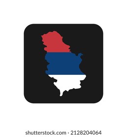 Serbia map silhouette with flag on black background