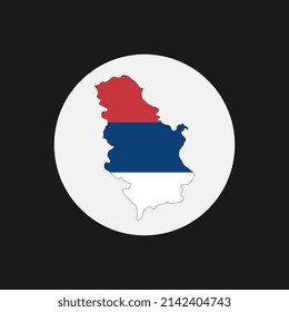 Serbia map silhouette with flag on white background