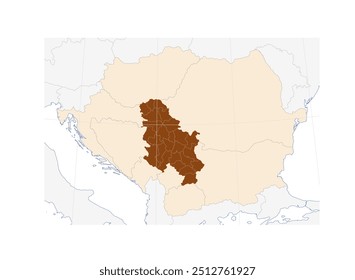 Mapa da Sérvia no Sul da Europa: Ilustração do País Europeu com as Nações Vizinhas - Perfeito para Referência Atlas