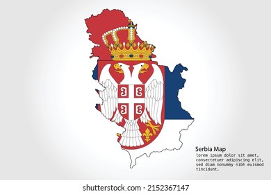 Serbia Map stripes. Vector illustration Color on White Backgound