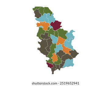 Serbia mapa Vector, diseño Abstractas Ilustración vectorial colores modernos. Alto Detallado sobre fondo blanco.