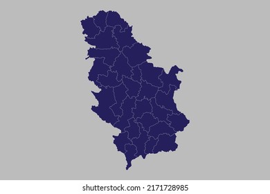 Serbia map vector, blue color, Isolated on gray background