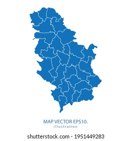 mapa de serbia vector EPS.10 color azul. sobre fondo blanco.