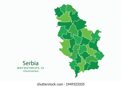 Mapa de Serbia. Vector eps10. color verde. con un fondo blanco.