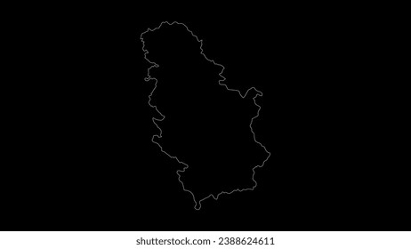 Serbia map vector illustration. Drawing with a white line on a black background.