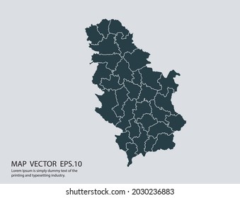 Serbia map vector, isolated on gray background