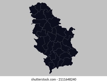 Serbia map vector, Isolated on gray background