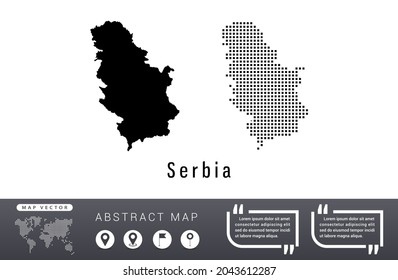 Serbia map vector set halftone dots black.