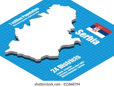 Serbia map vector three dimensional