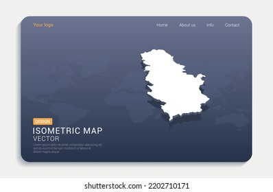 Serbia map white on blue background with isometric vector.