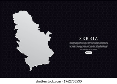 Serbia Map - World Map International vector template with White Color isolated on hexagon background - Vector illustration eps 10