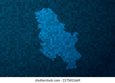 Serbia Map - World Map international vector template with technology style isolated on blue pixel background for education, design, website, infographic - Vector illustration eps 10