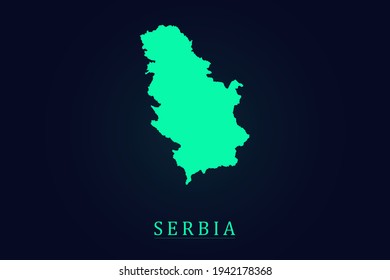 Serbia Map - World map vector template with green color gradient isolated on dark background - Vector illustration eps 10