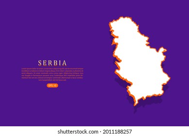Serbia map - World map vector template with isometric style including shadow, white and orange color on purple background - Vector illustration eps 10