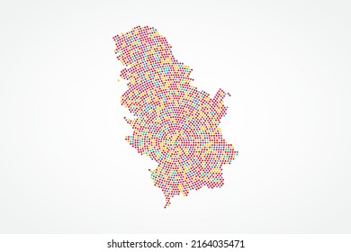 Serbia Map - World map vector template with colorful dots, grid, grunge, halftone style isolated on white background for education, infographic, design, website - Vector illustration eps 10