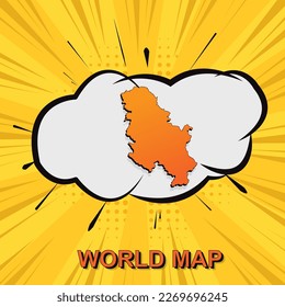 Mapa de Serbia - Plantilla de vector de mapa mundial con estilo de arte isométrico y cómico que incluye sombra, color negro y naranja sobre fondo amarillo para diseño, infografía - Ilustración vectorial eps 10