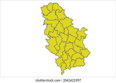 Serbia map yellow Color on White Background