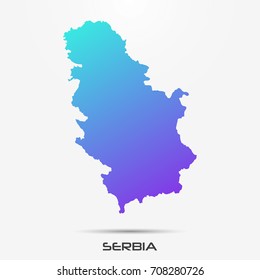 Serbia map,border with purple,turquoise gradient. Vector illustration