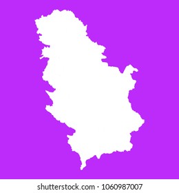 Serbia map-White map on purple background. Each city and border has separately. Vector illustration eps 10.