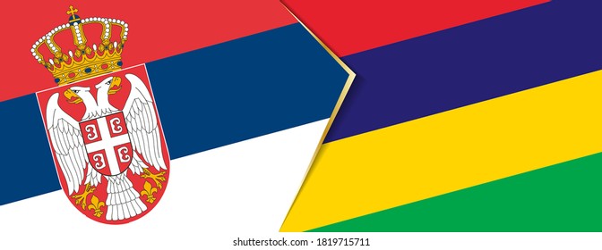 Serbia and Mauritius flags, two vector flags symbol of relationship or confrontation.