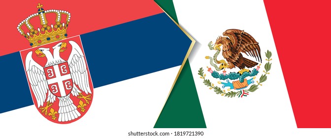 Serbien und Mexiko Flaggen, zwei Vektorflaggen Symbol für Beziehung oder Konfrontation.
