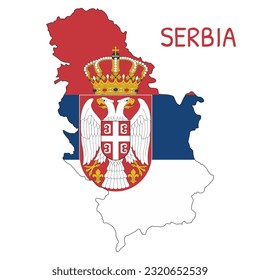 Serbia National Flag Shaped as Country Map