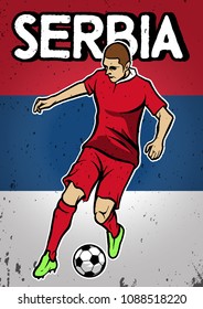 Serbia National Football Team with Flag Background
