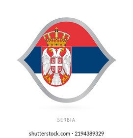 Serbia national team flag in style for international basketball competitions. Vector sign.